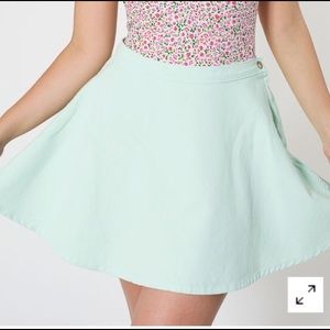 Green Denim Mini Skate Skirt